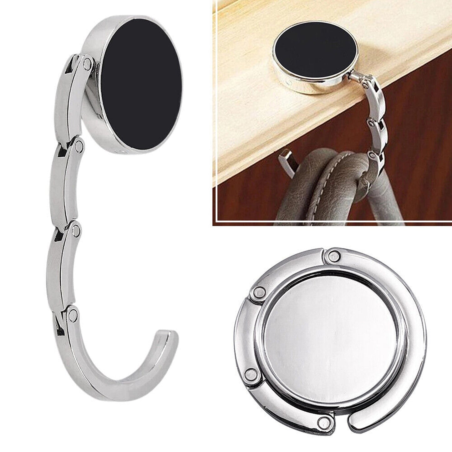 2pcs Portable Folding Table Bag Hanger Alloy Purse Handbag Hook Holder