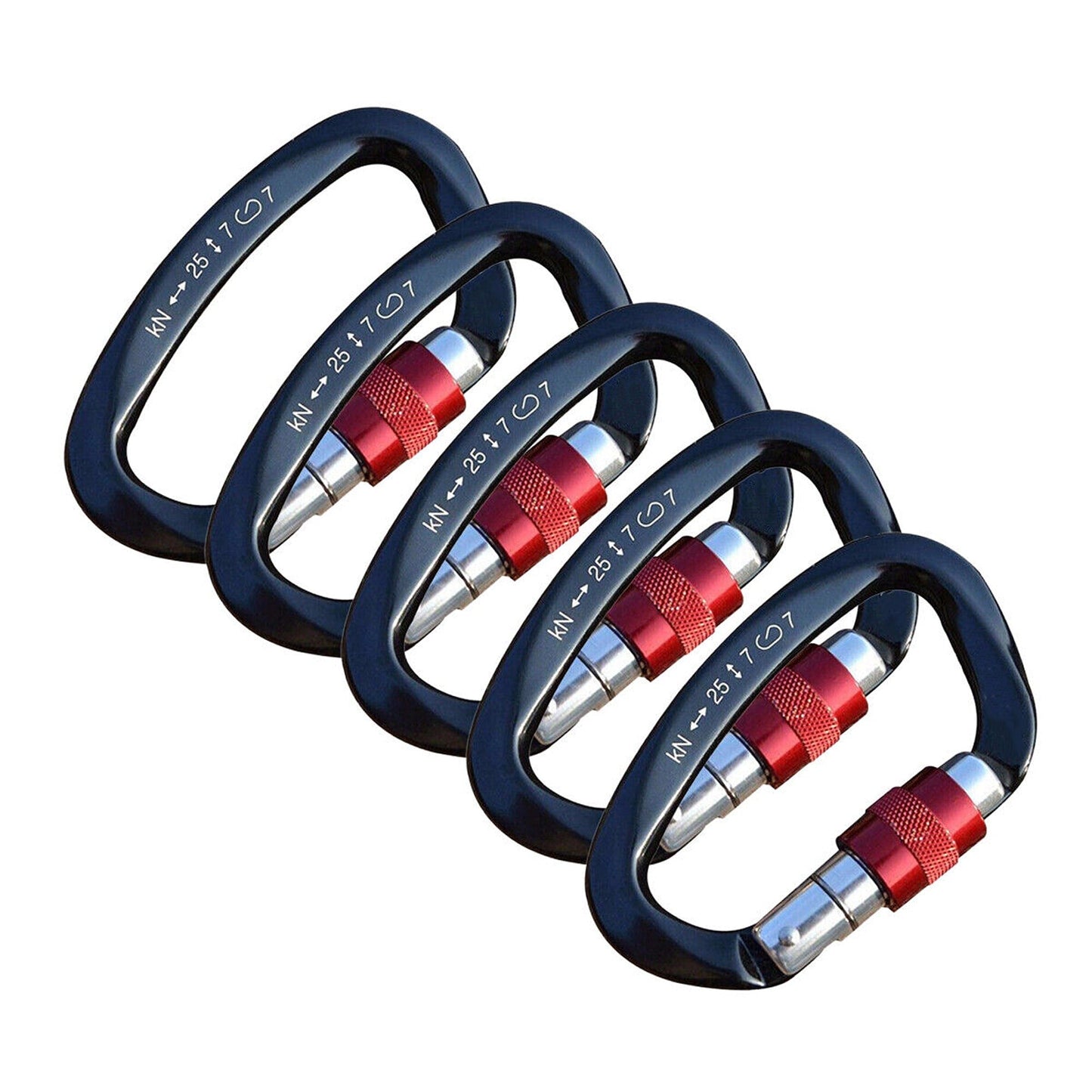 Rock Climbing 25KN Screw Locking Carabiner 5-Pack Karabiner Equipment