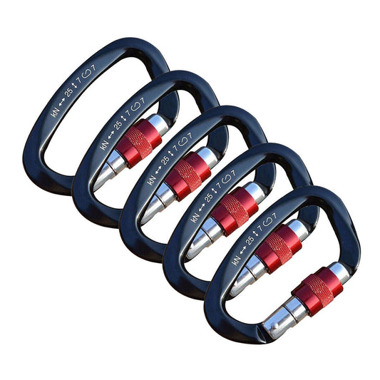 Rock Climbing 25KN Screw Locking Carabiner 5-Pack Karabiner Equipment