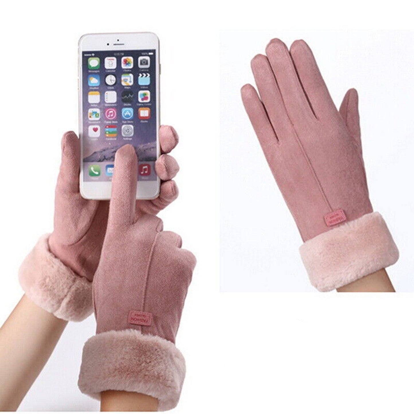 Women Thermal Sheepskin Winter Gloves Touch Screen Compatible Windproof and Warm