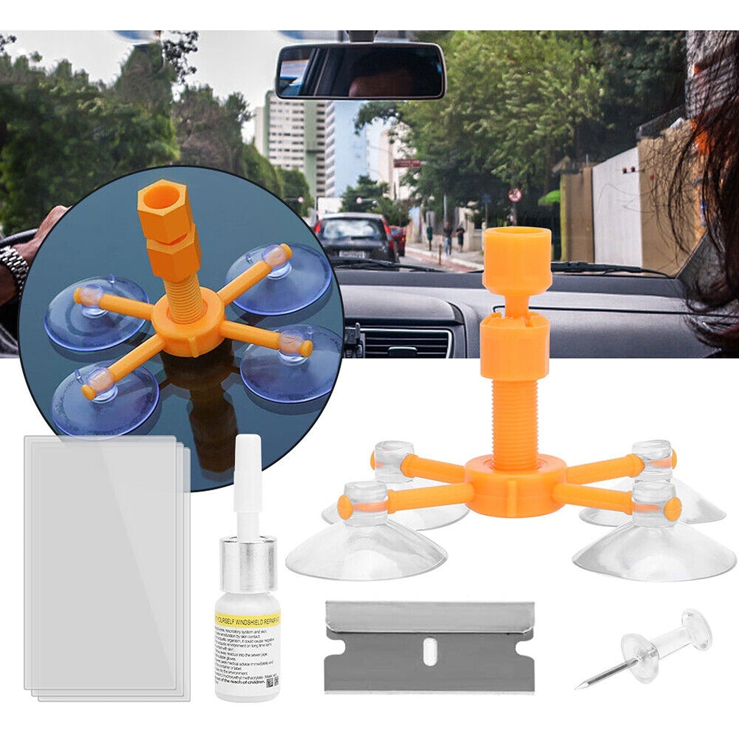 Windscreen Repair Kit for Car Glass Recovery with Resin Fix Tools