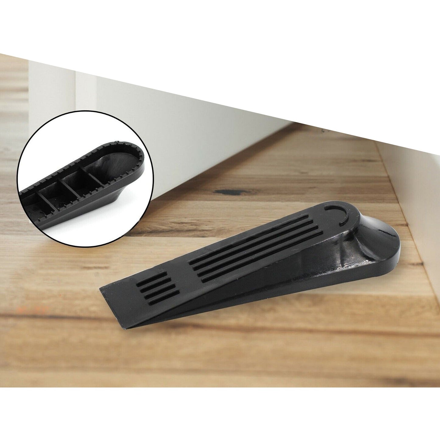 4pcs Non-Slip Thick Plastic Door Wedge Door Stoppers in Black