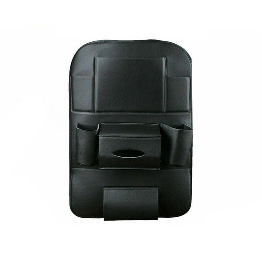 Leather Organizer for Car Back Seat Foldable Table Tray with Storage
