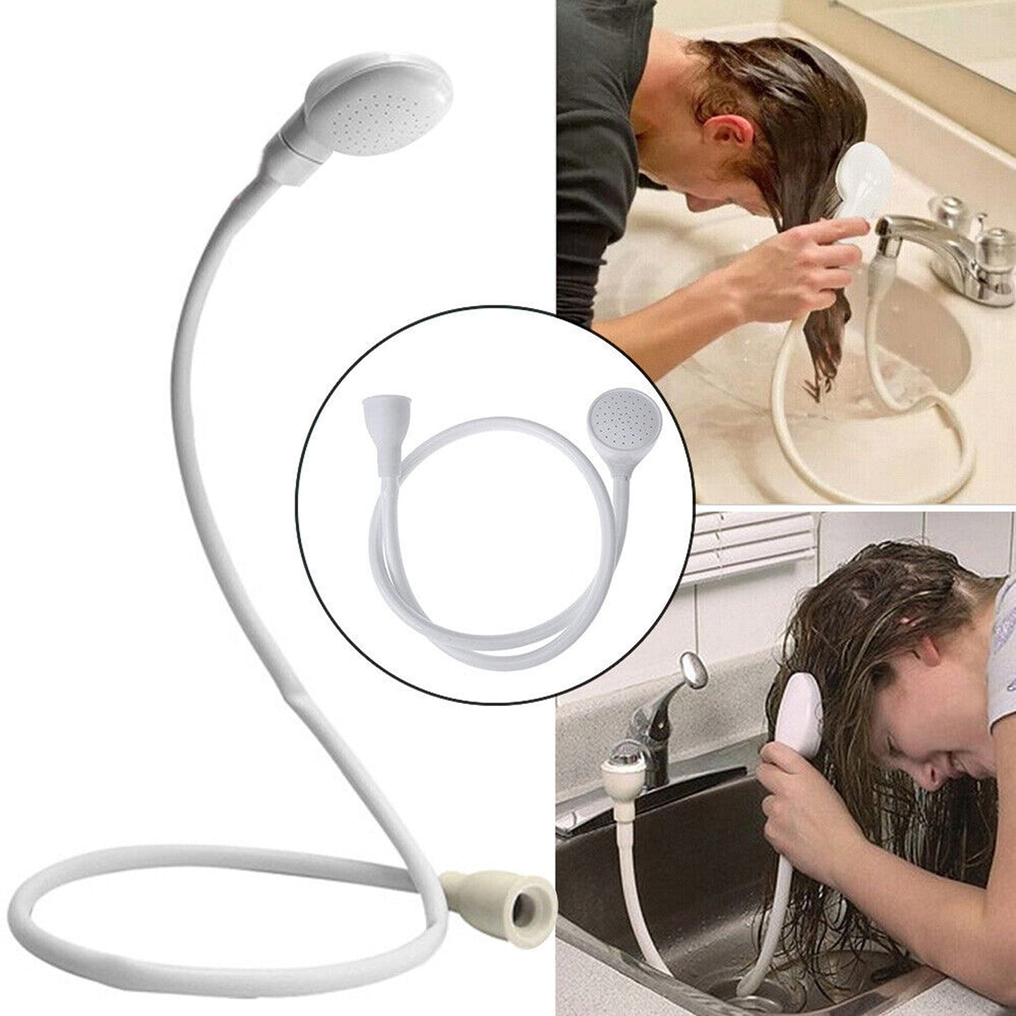 Pet Bathing Tool Shower Spray Hose with Dog Head Sink Attachment
