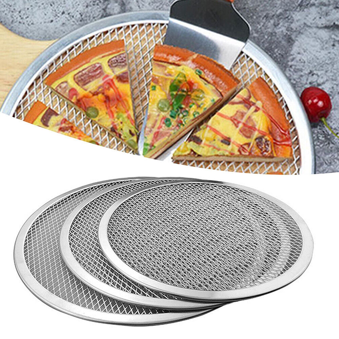 Aluminum Non-stick Mesh Pizza Baking Tray Round Net Pan