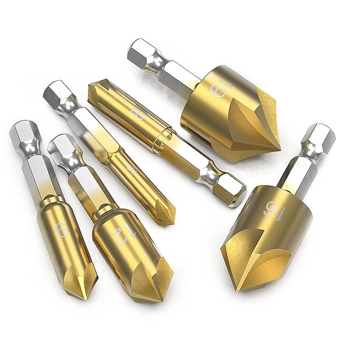 6pcs Metalworking Tools Crosshole Countersink Deburring Drill Bit