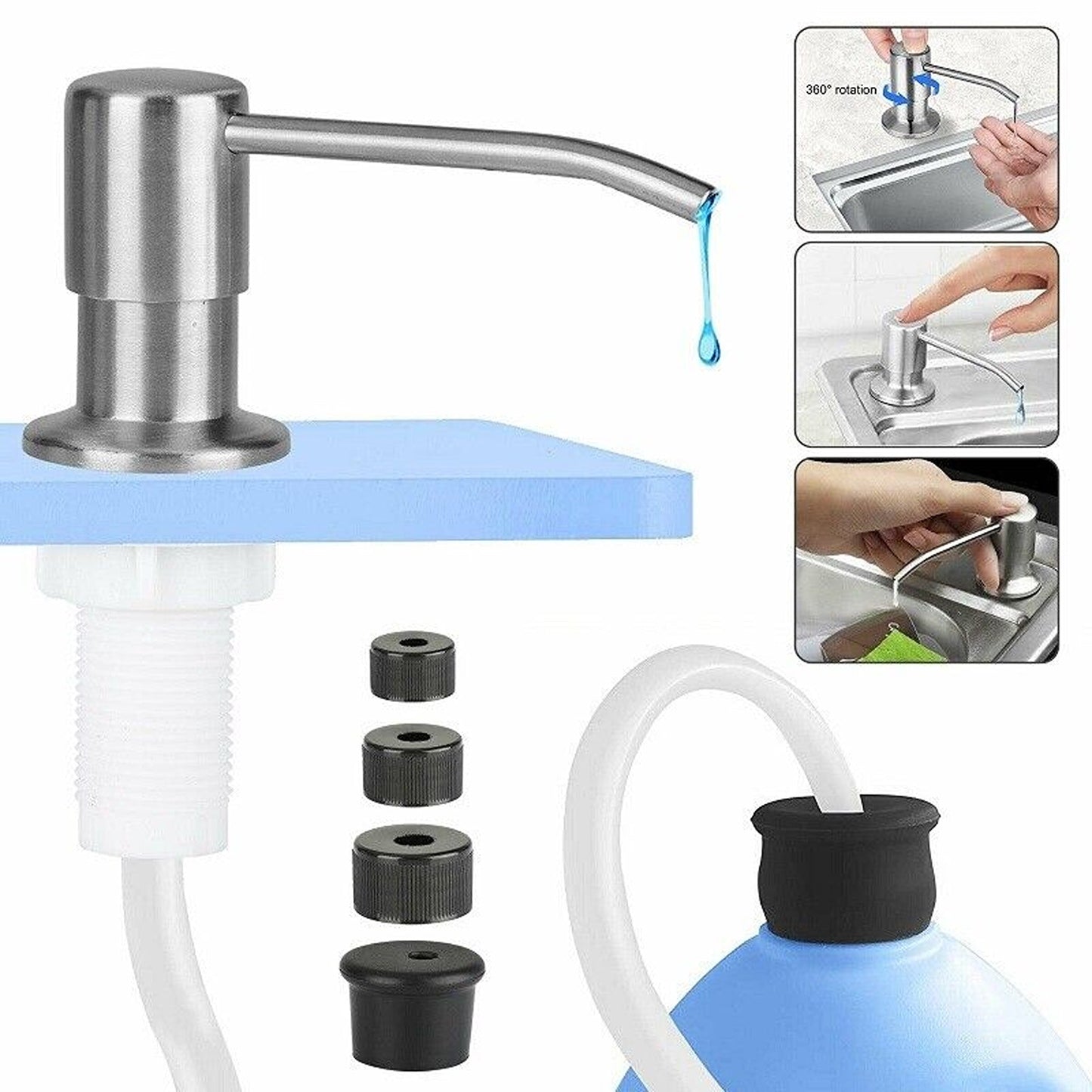 Kitchen Sink Soap Dispenser with Extension Tube Kit for Hand Pumps