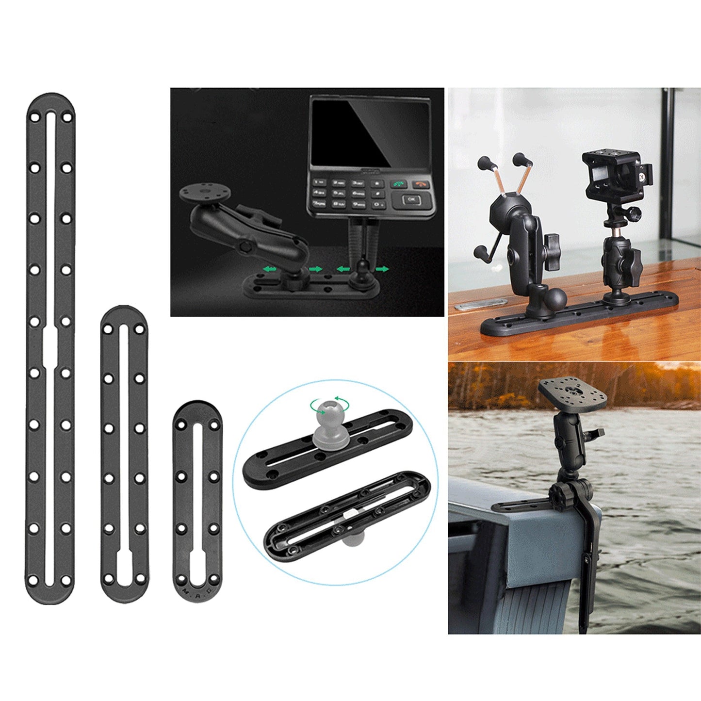 Kayak Rod Mounting Bracket with Slide Track Rails