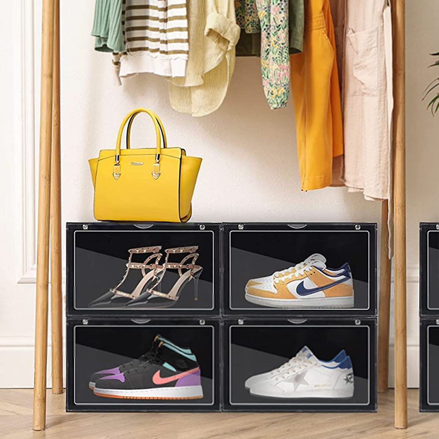 Black Acrylic Stackable Boxes for Premium Sneaker Display and Storage