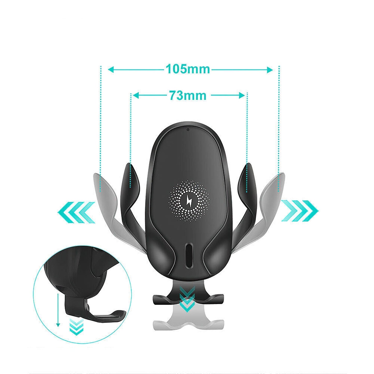 15W Qi Wireless Car Charger Fast Charging Mount with Automatic Clamping