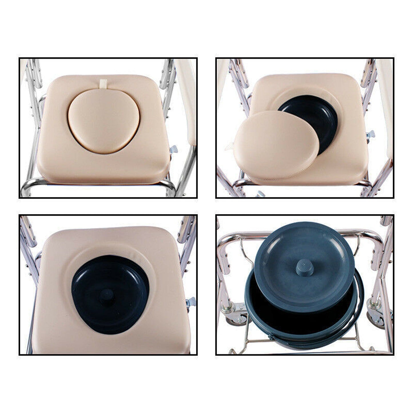 Bathroom Mobile Shower and Toilet Commode Chair with Footrest and Wheels