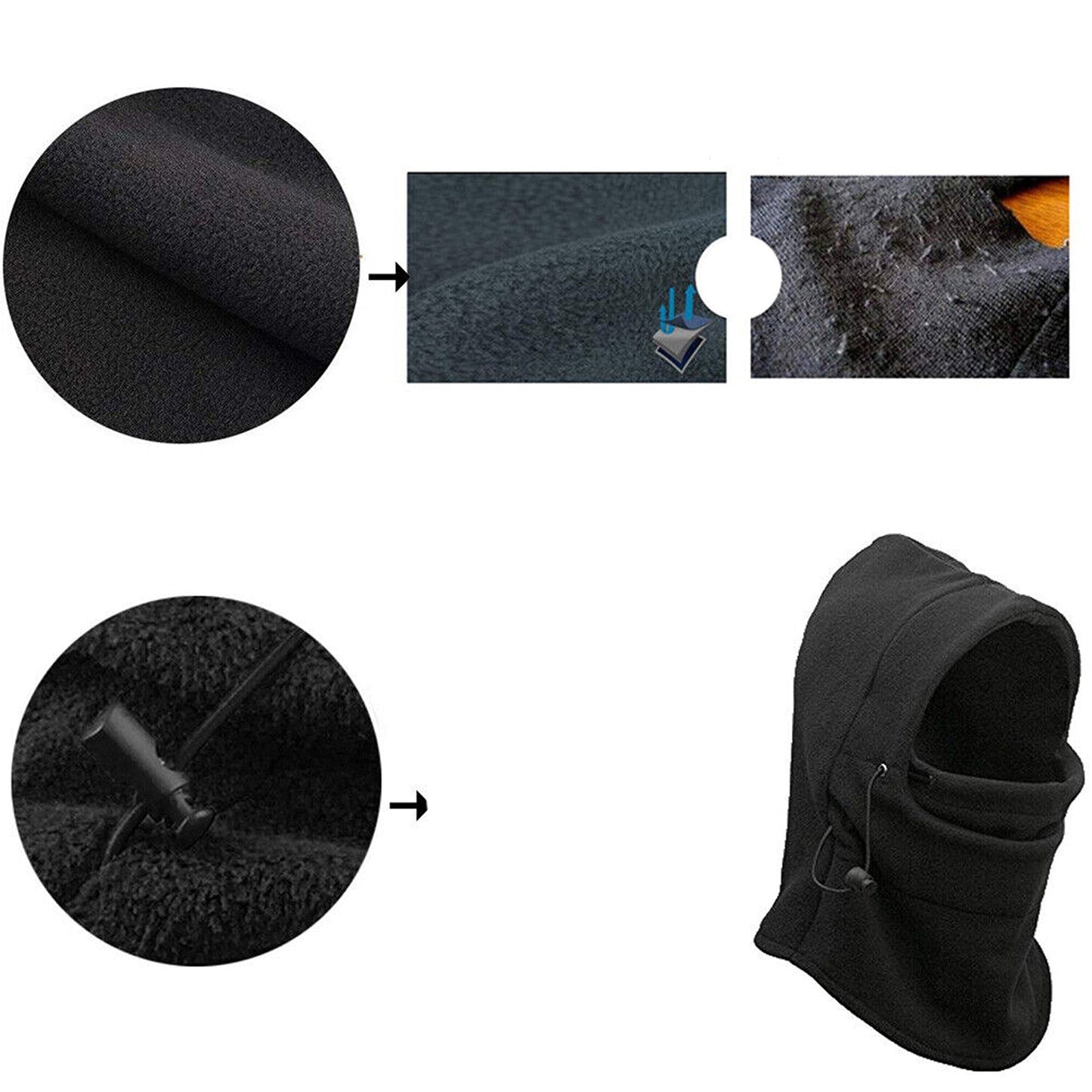 Fleece Hood Winter Thermal Balaclava Ski Face Mask Neck Warmer Cap