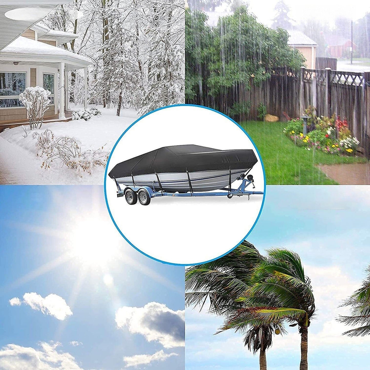 Trailerable Heavy-Duty Marine Grade Jumbo Boat Cover Fits 17ft to 19ft