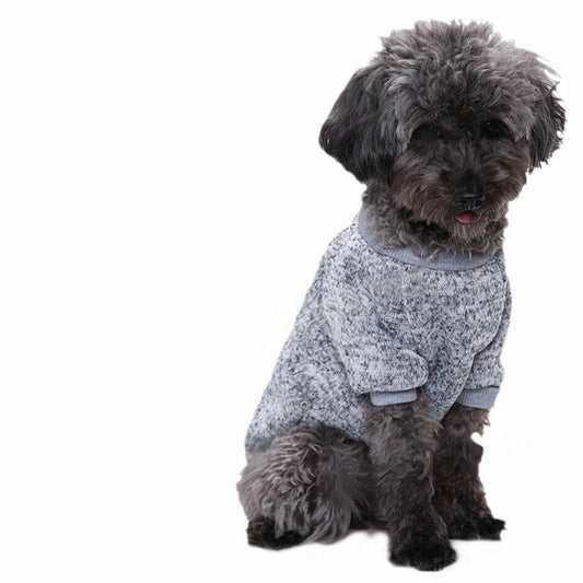 Grey Cute Pet Dog Warm Jumper Winter Knitted Sweater