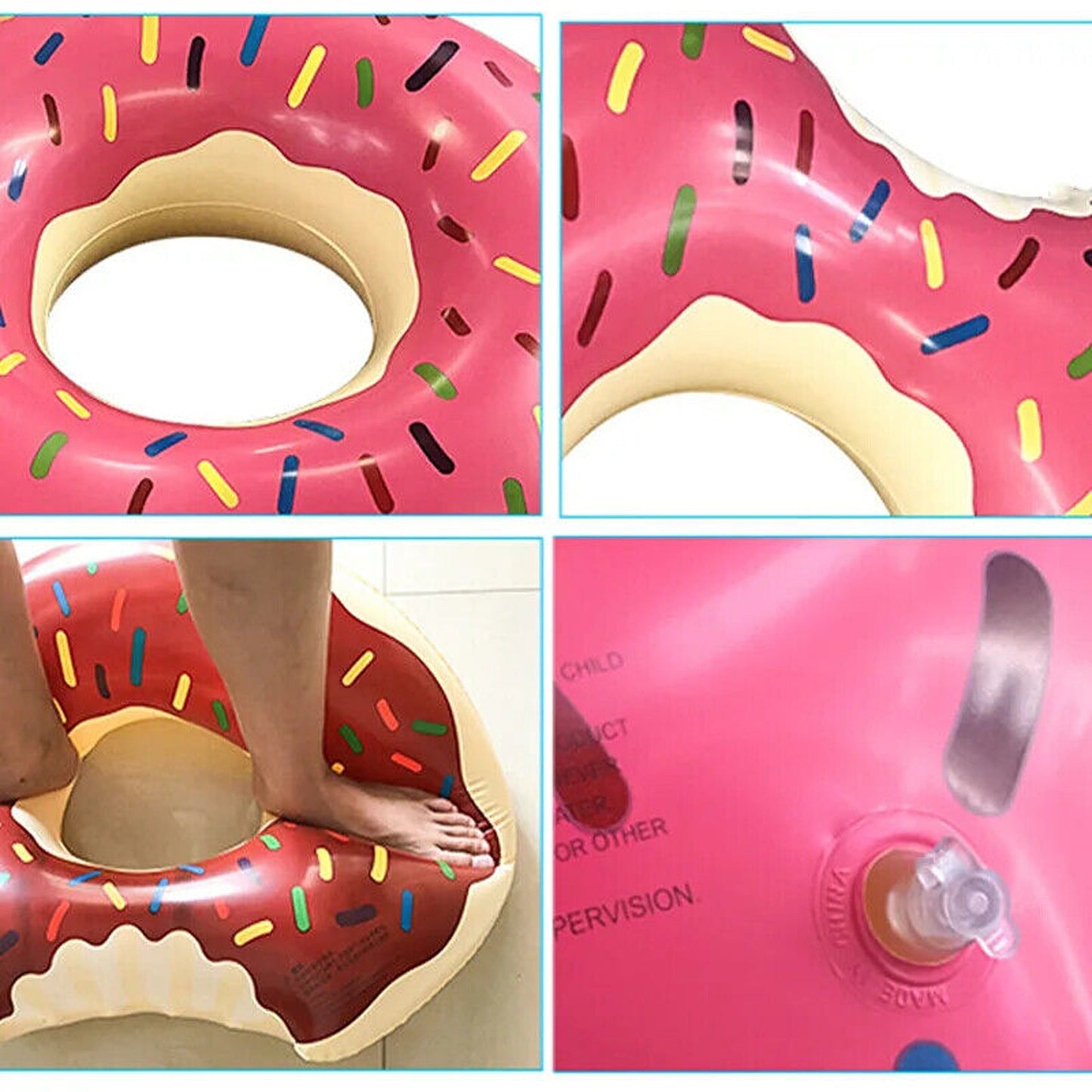Giant Adult Inflatable Donut Pool Float Swimming Ring Lounge Bed