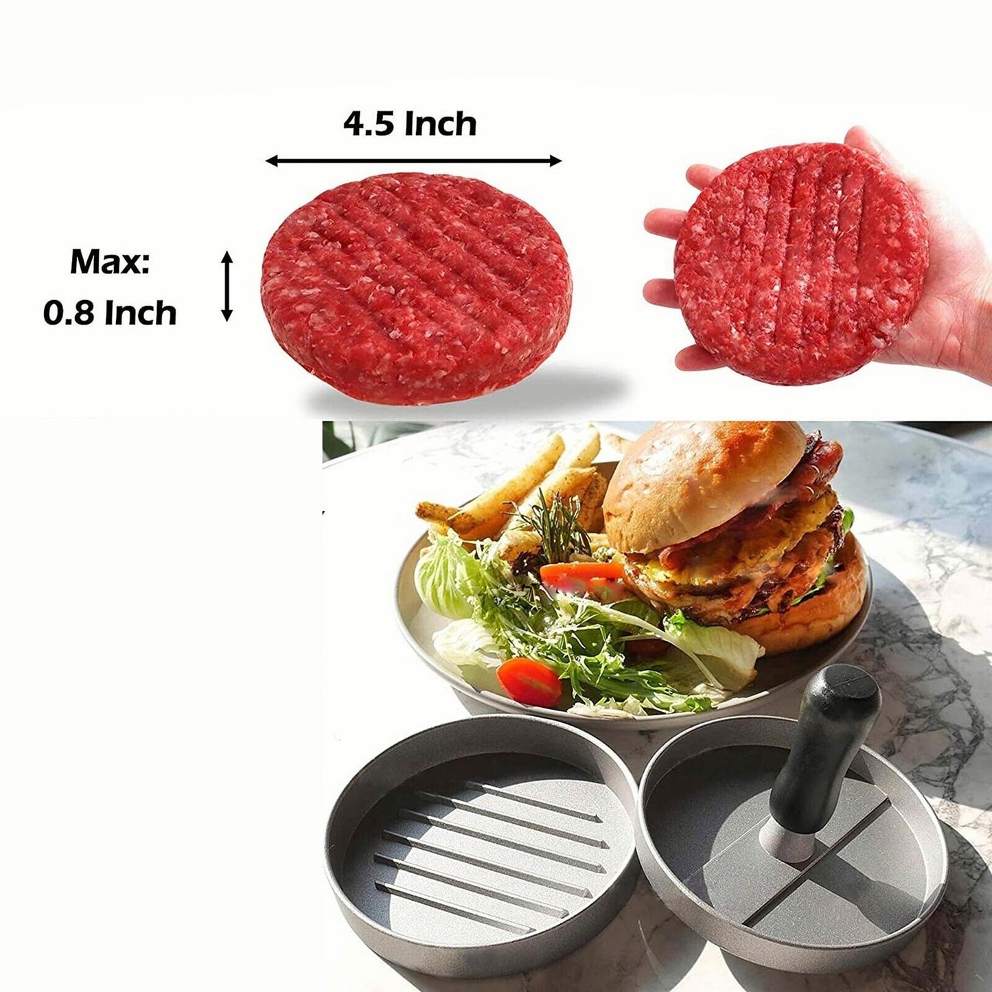 Non-Stick Hamburger Patty Maker Press for Beef Meat Cooking