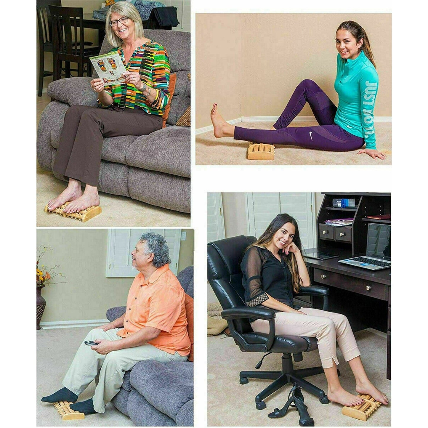 Wooden Foot Massage Roller Plantar Fasciitis Relief Acupressure Tool