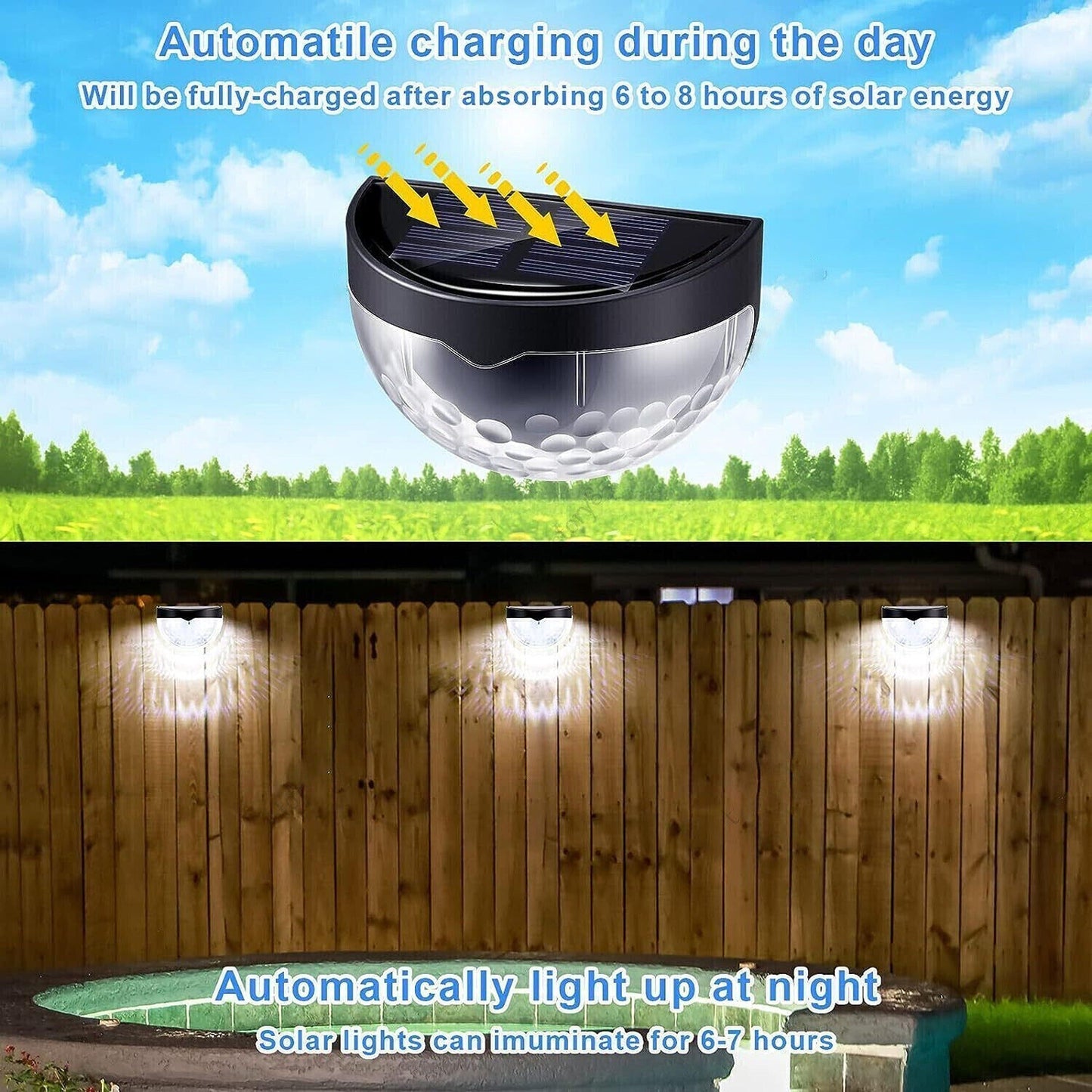 4-Pack Solar Powered LED Wall Lights Waterproof for Outdoor Garden and Fence