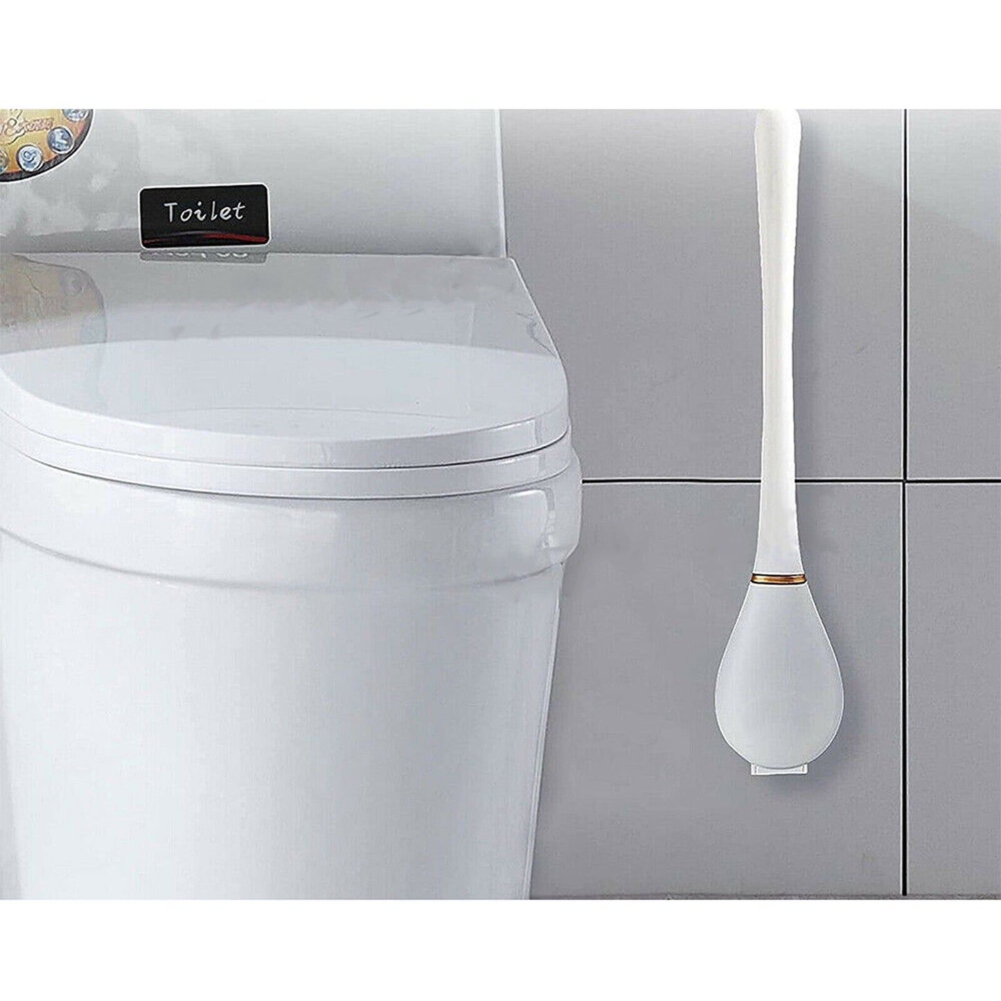 Bathroom Cleaning Set Soft Silicone Toilet Brush with Holder
