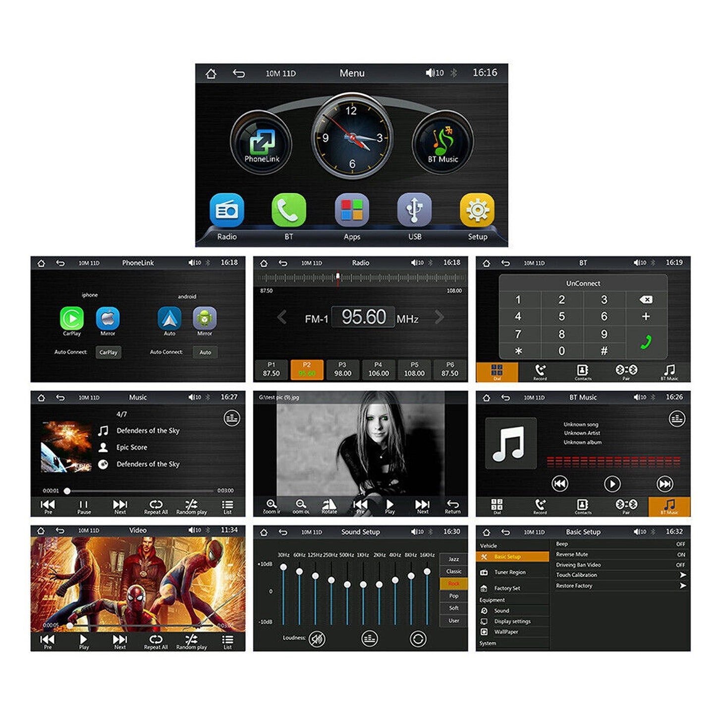 7in Wireless Apple Carplay and Android Auto Bluetooth Car Stereo with Camera