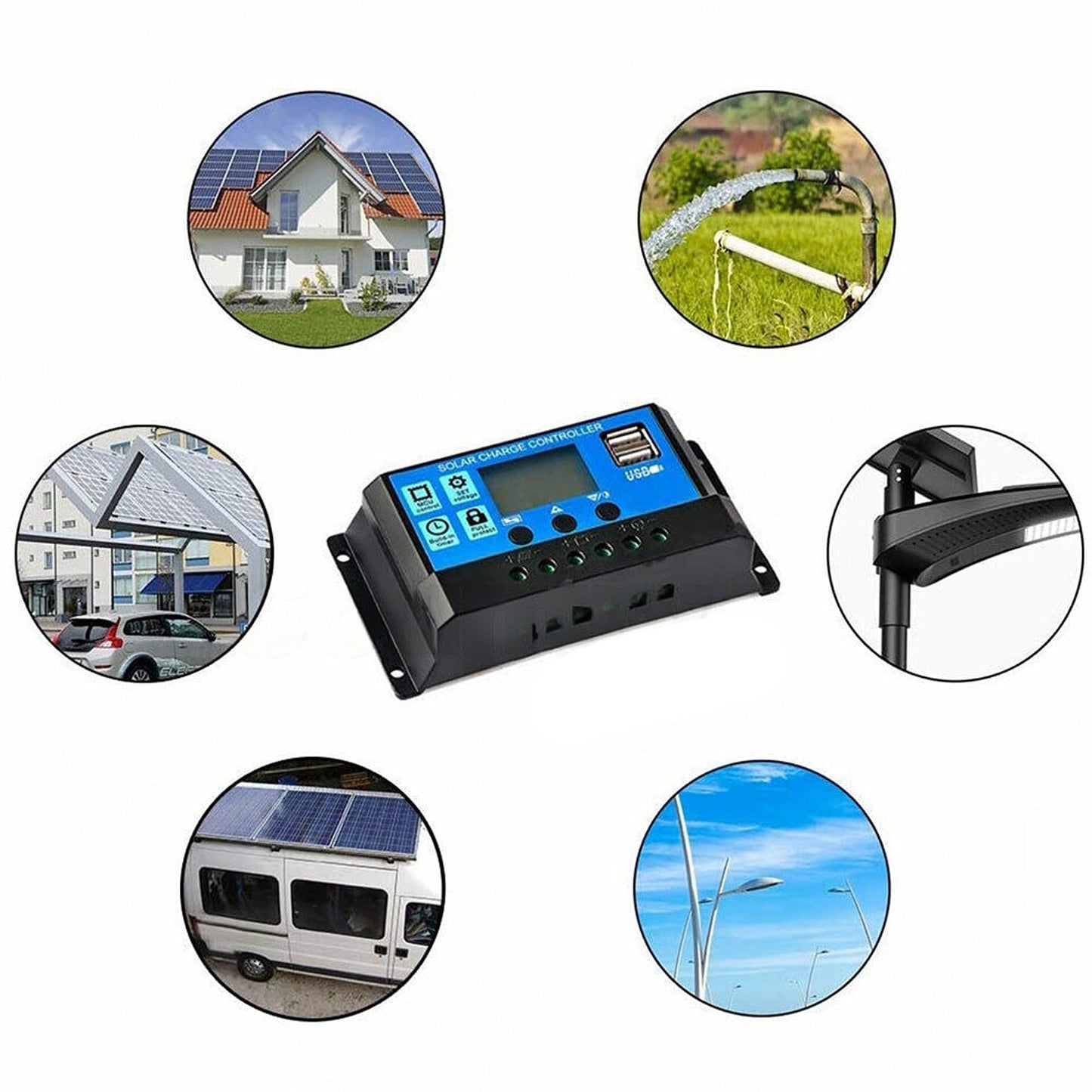 Dual USB Solar Panel Battery Regulator Amp Charge Controller