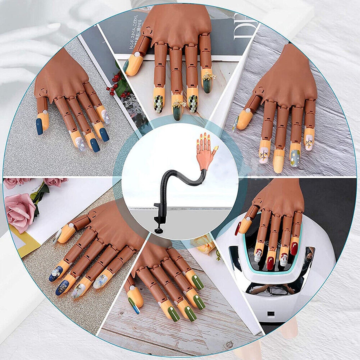 Nail Art Practice Hand with Flexible Fingers for Training and Display