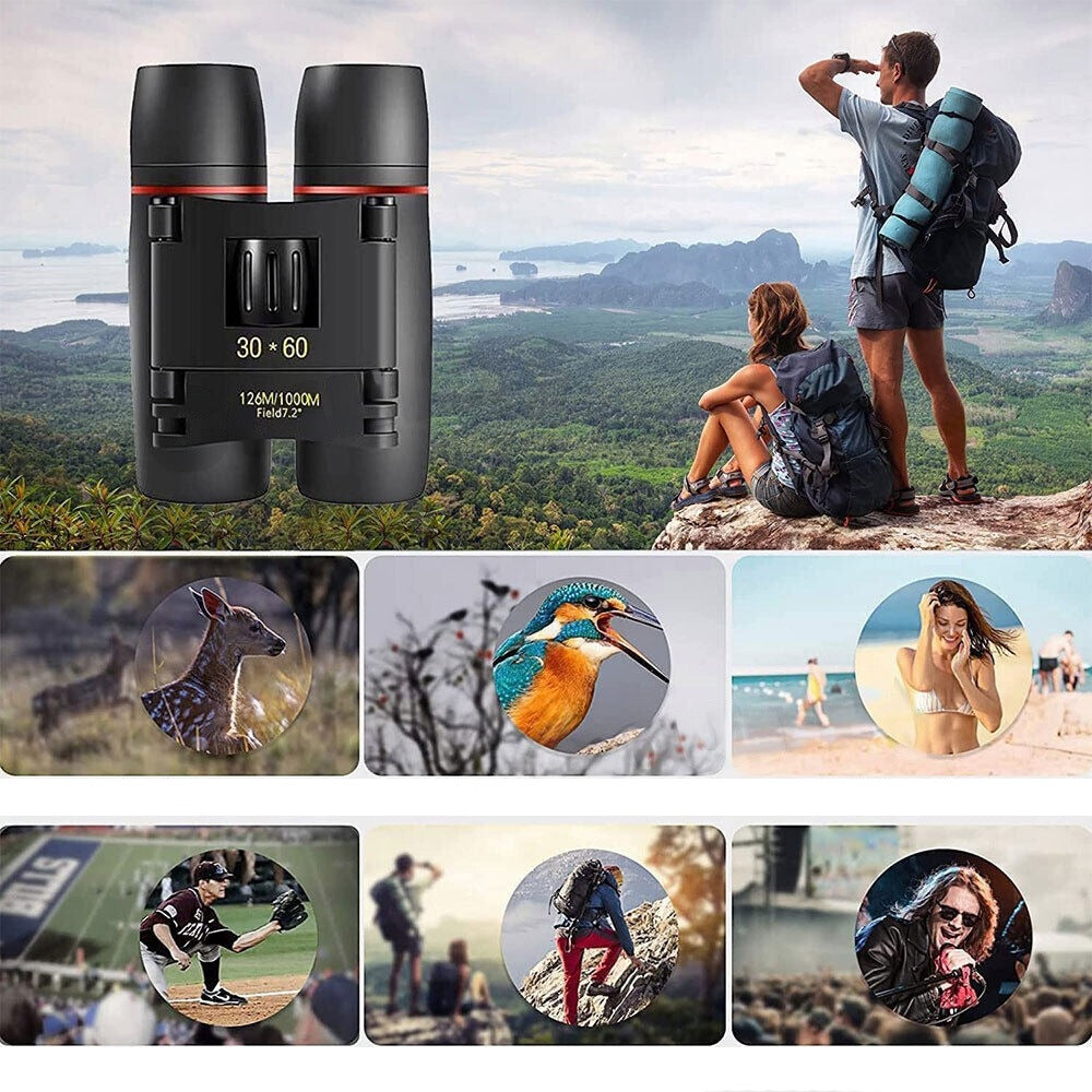 Mini Folding Travel Binoculars Telescope with Day Night Vision 30x60