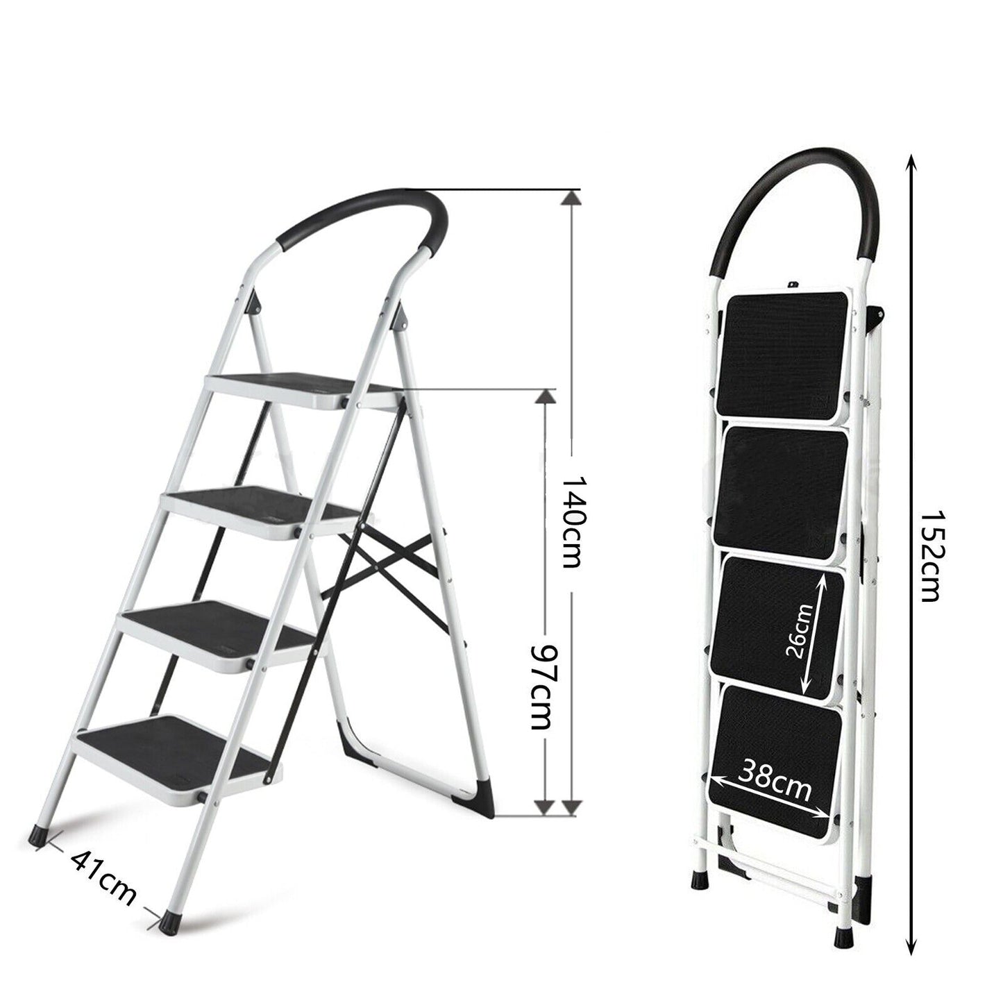 Foldable Non Slip Multi Purpose Steel Step Ladder for Household Office