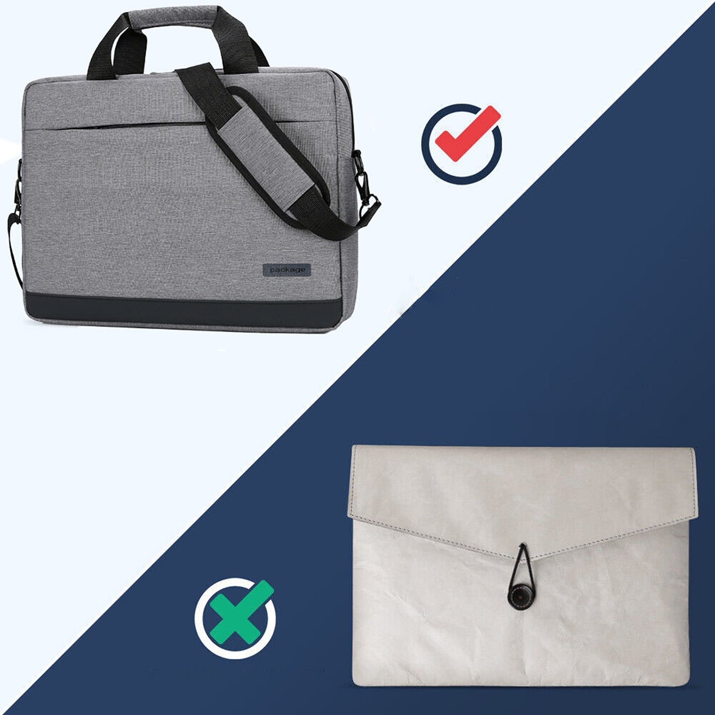 Grey Laptop Shoulder Bag Sleeve for Macbook Lenovo HP Briefcase Style