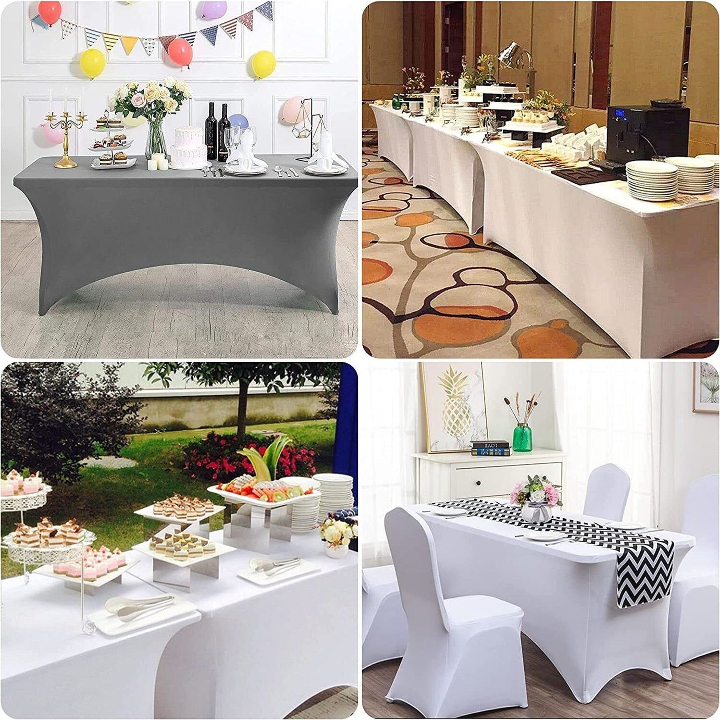 White Stretch Spandex Tablecloth for Home and Wedding