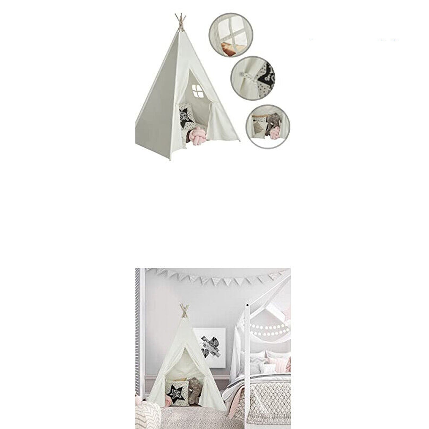 Cotton Canvas Large Teepee Tent Play House Wigwam Kids