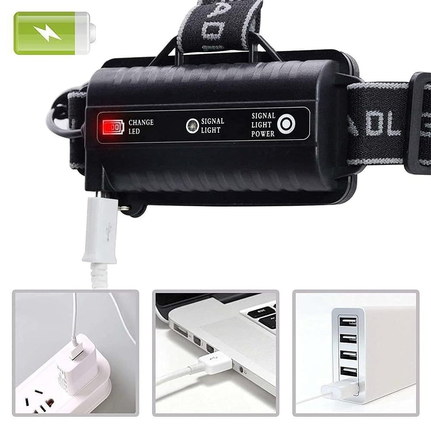 Ultra Bright Headlight Torch 5 Modes Rechargeable Flashlight 90000LM