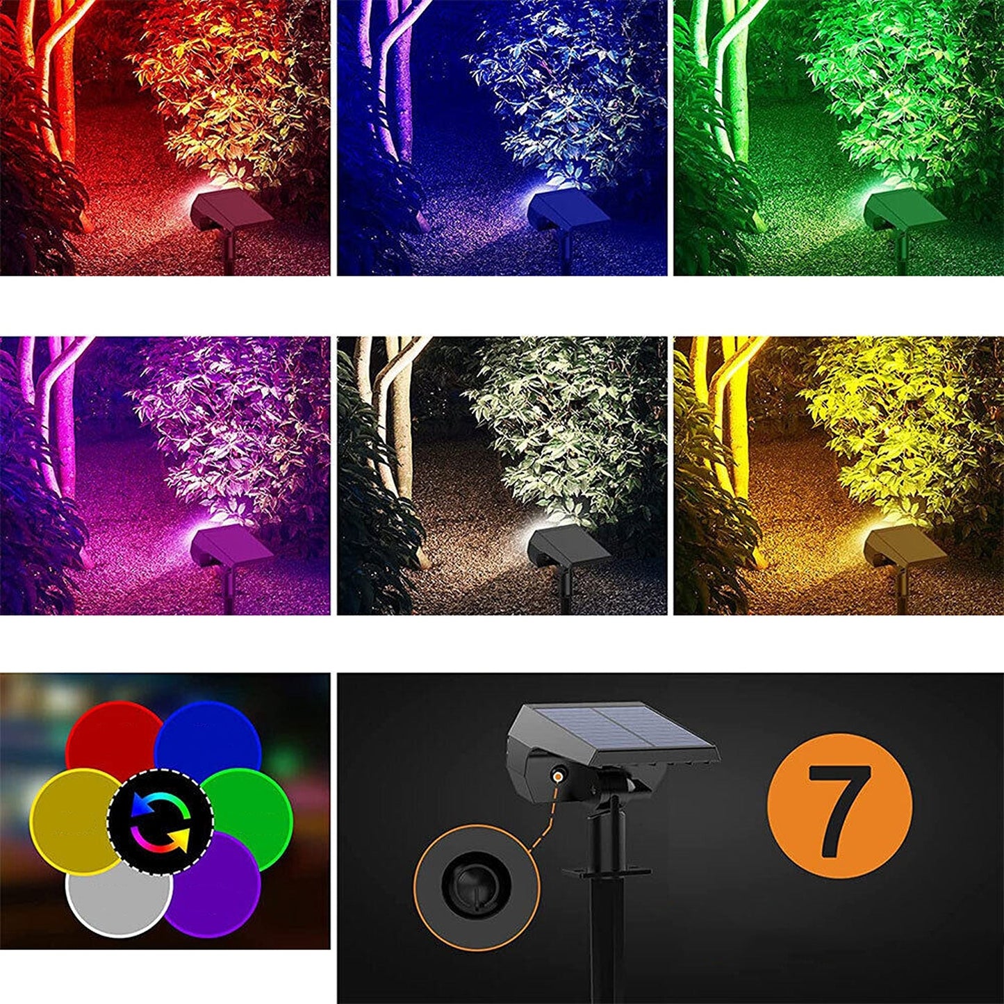 Garden RGB Solar Spot Lights for Pathway Lawn and Fence