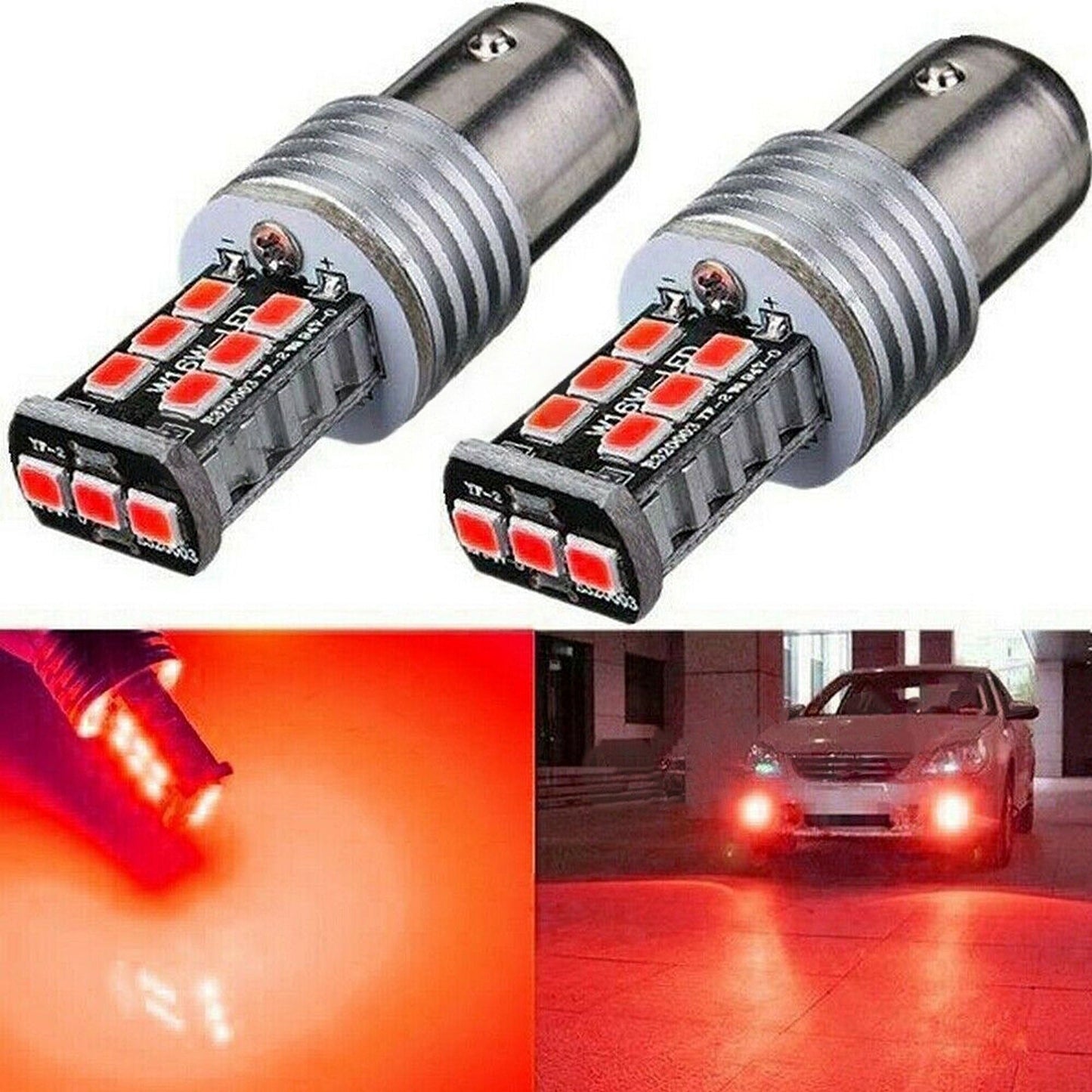 4pcs LED Stop Tail Light Bulbs for Cars Canbus BAY15D 1157 15W Brake Globes