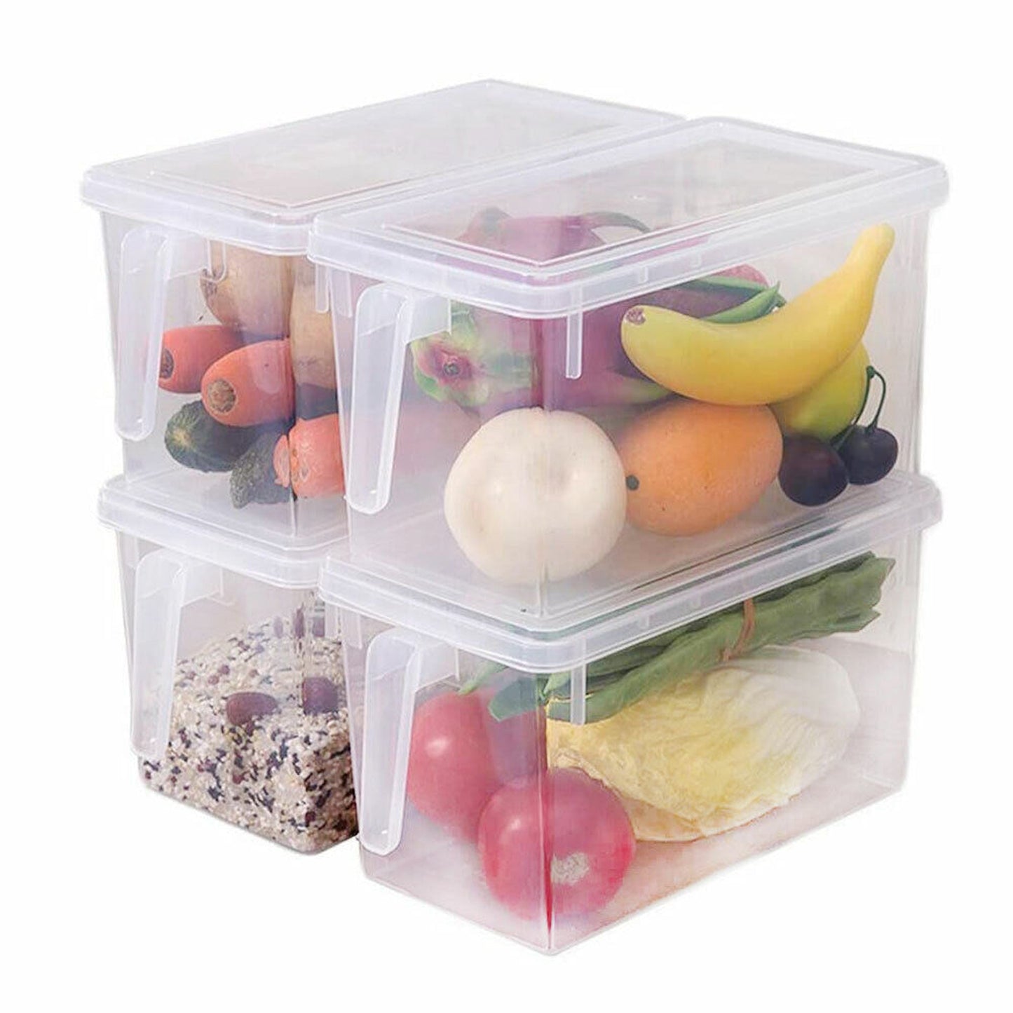 4pcs Fridge Storage Containers Food Kitchen Freezer Organizer Set