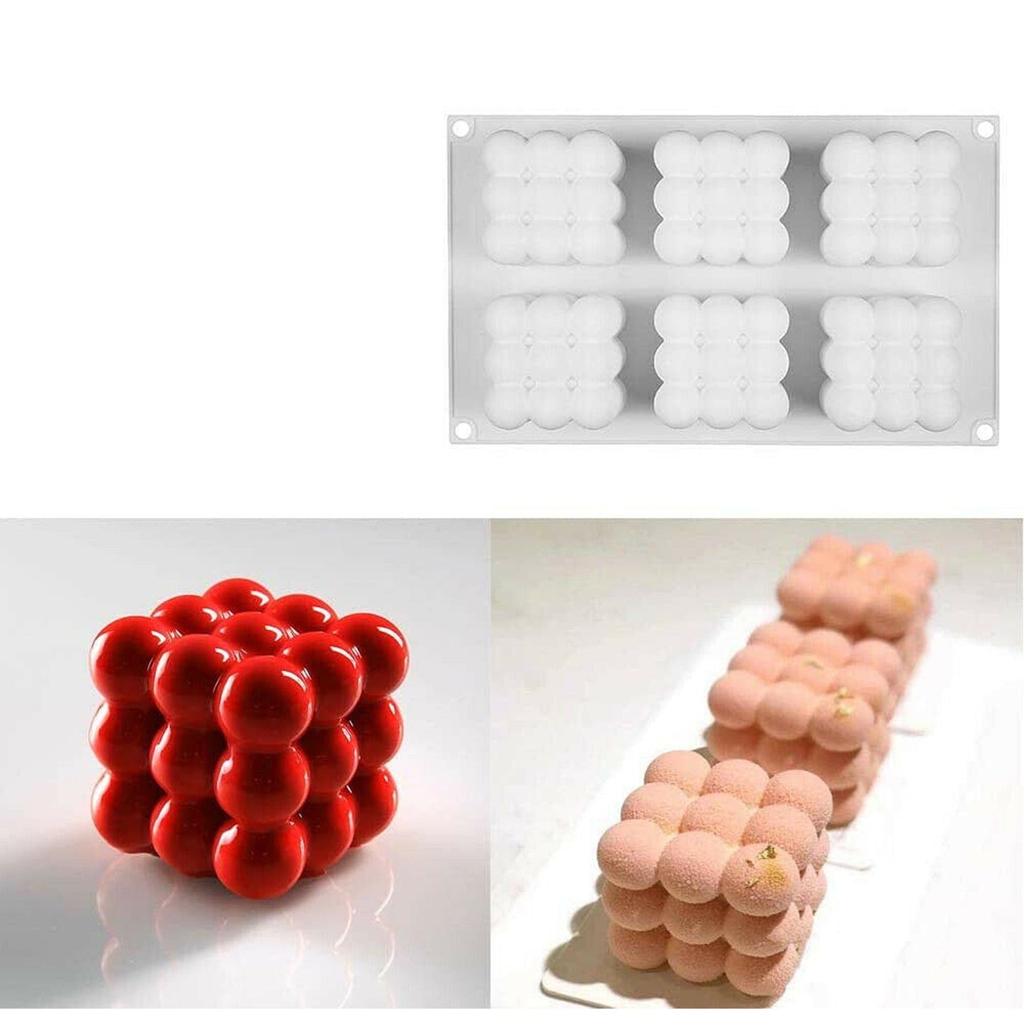6 Cavity 3D Cube Candle Silicone Mould for Wax and Plaster