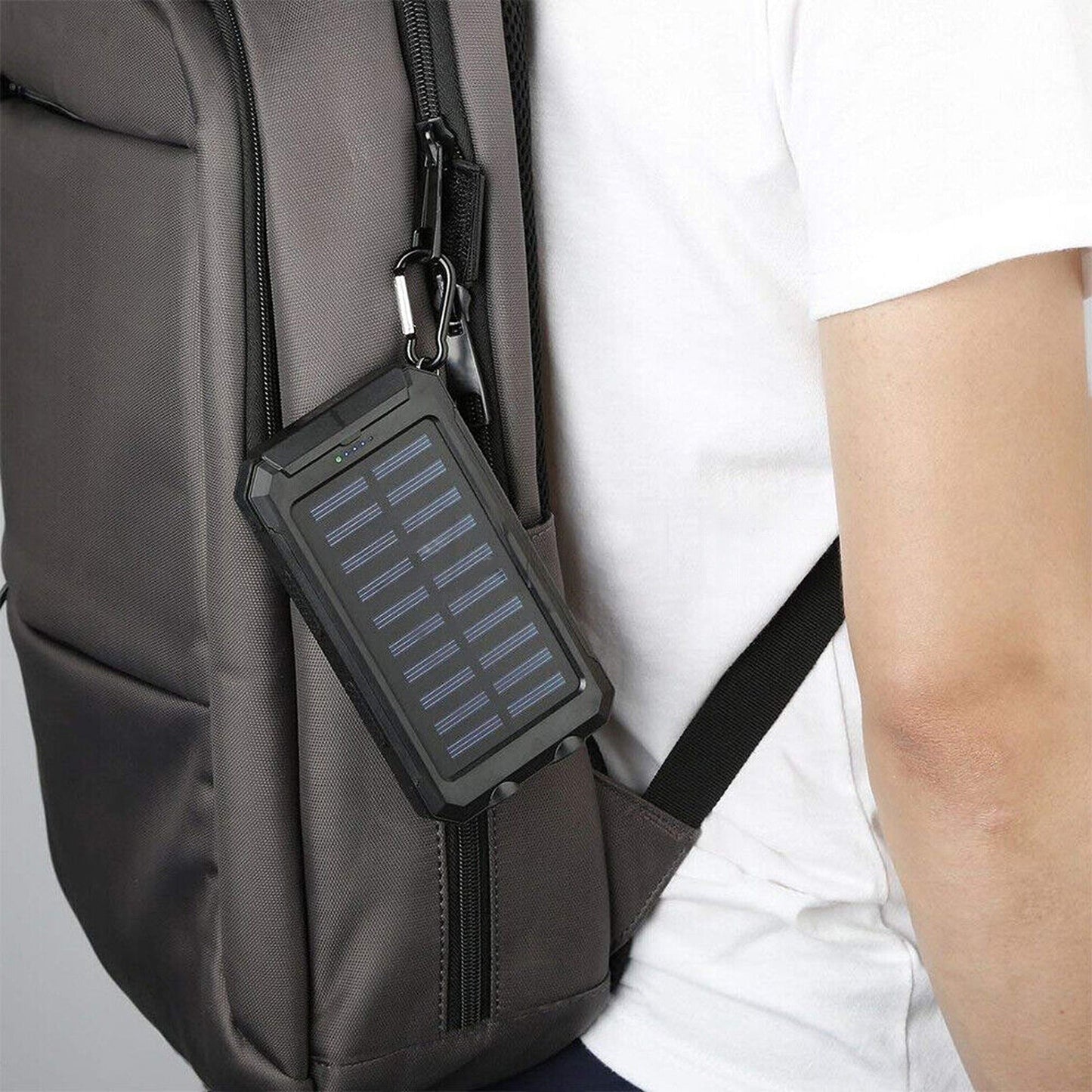 Portable External Solar Panel USB Charger Dual Battery Power Bank