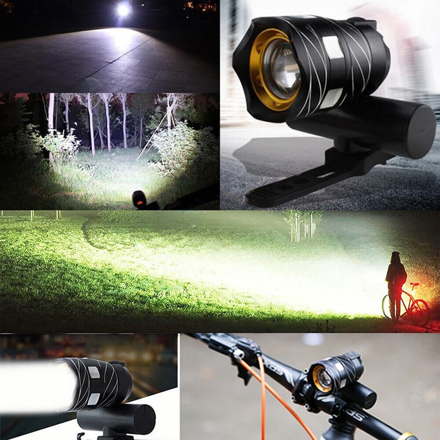 15000LM USB Rechargeable Waterproof LED Bicycle Light Front and Back Set
