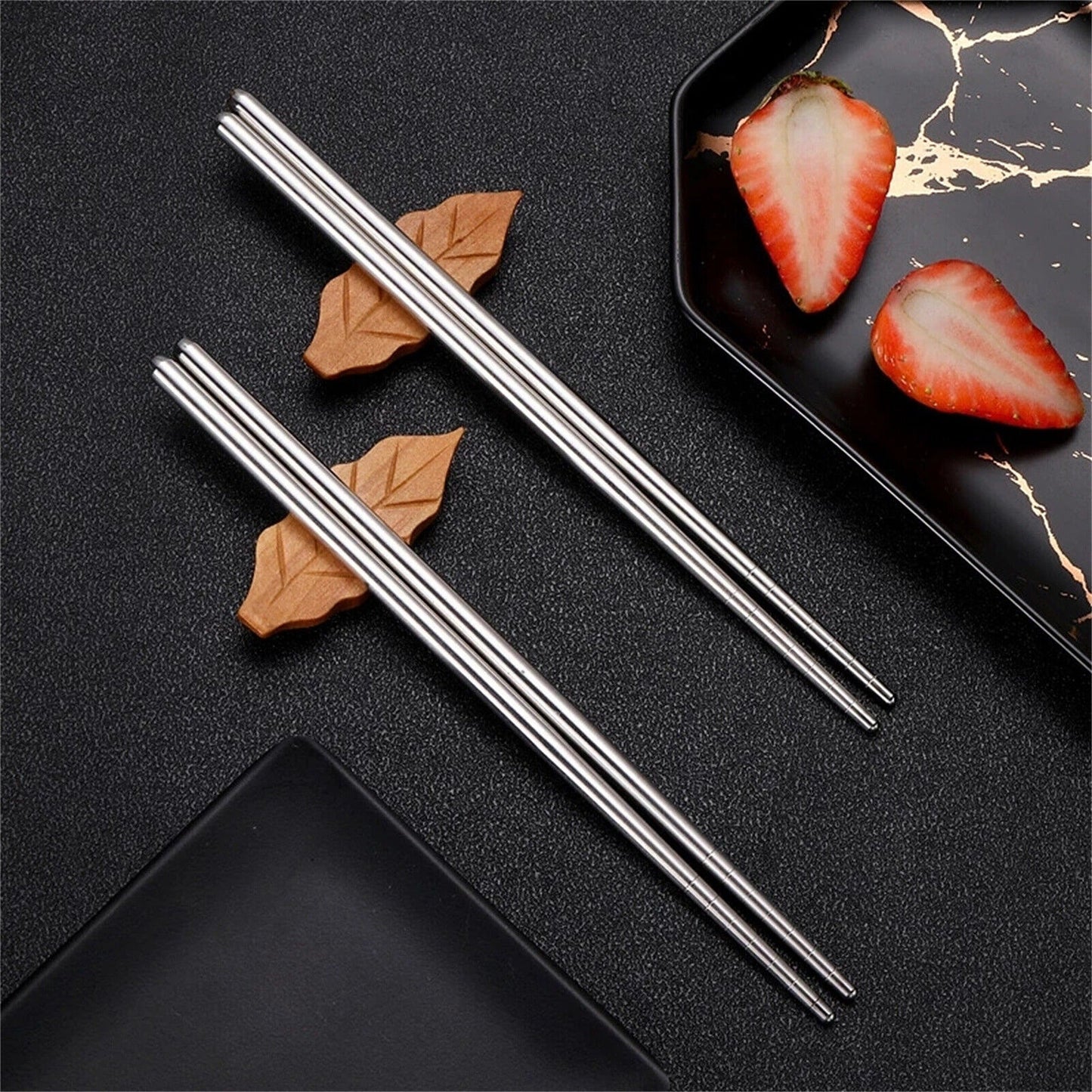 10 Pairs Stainless Steel Chopsticks Japanese Metal Table Cutlery