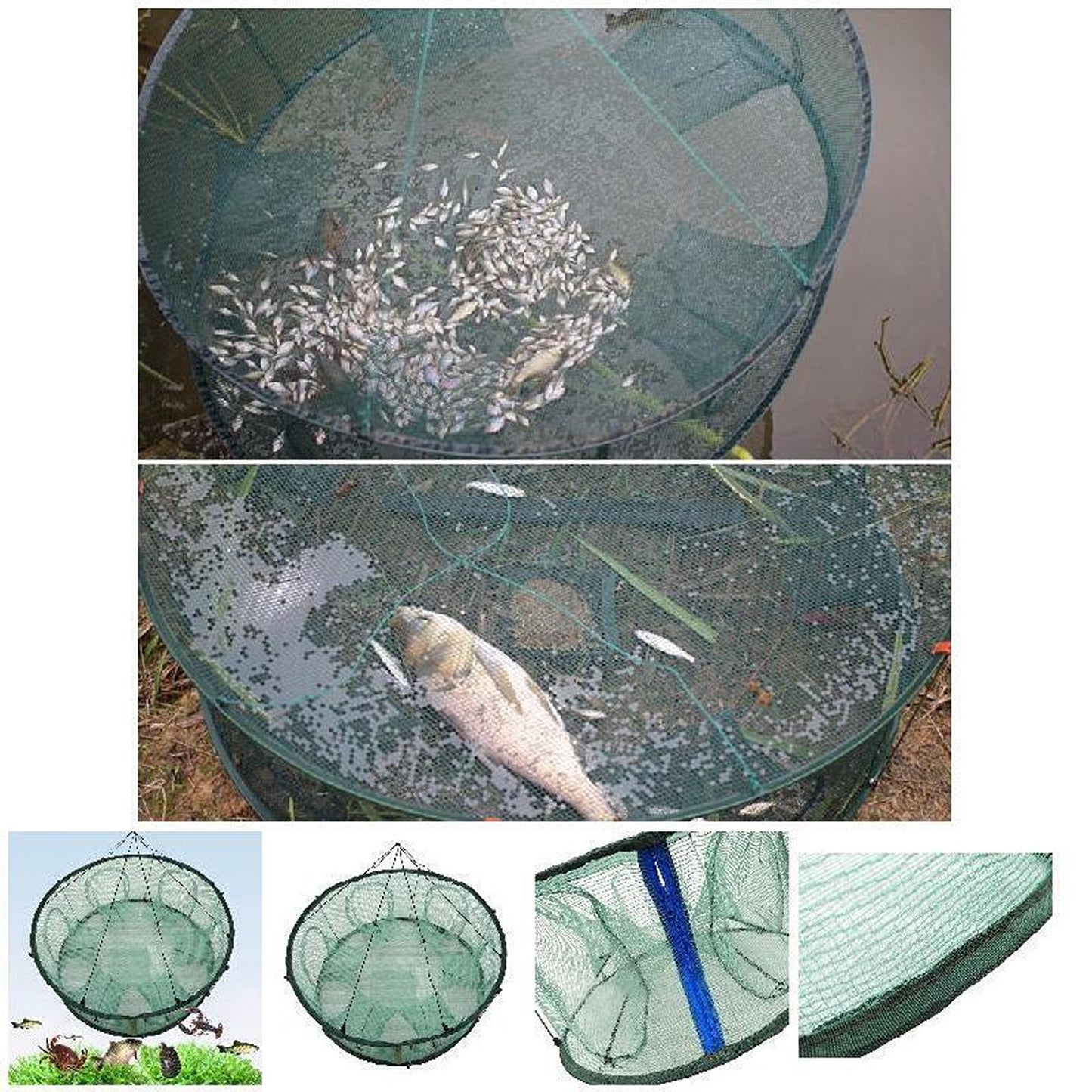 Large Foldable Fishing Net Portable Trap for Fish Crab and Shrimp
