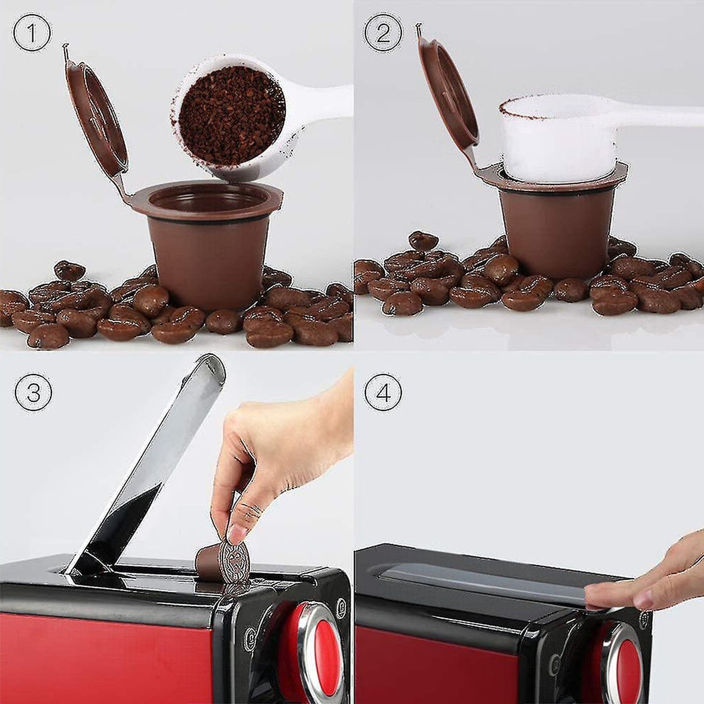 6pcs Coffee Filter Pods Reusable For Nespresso Machine