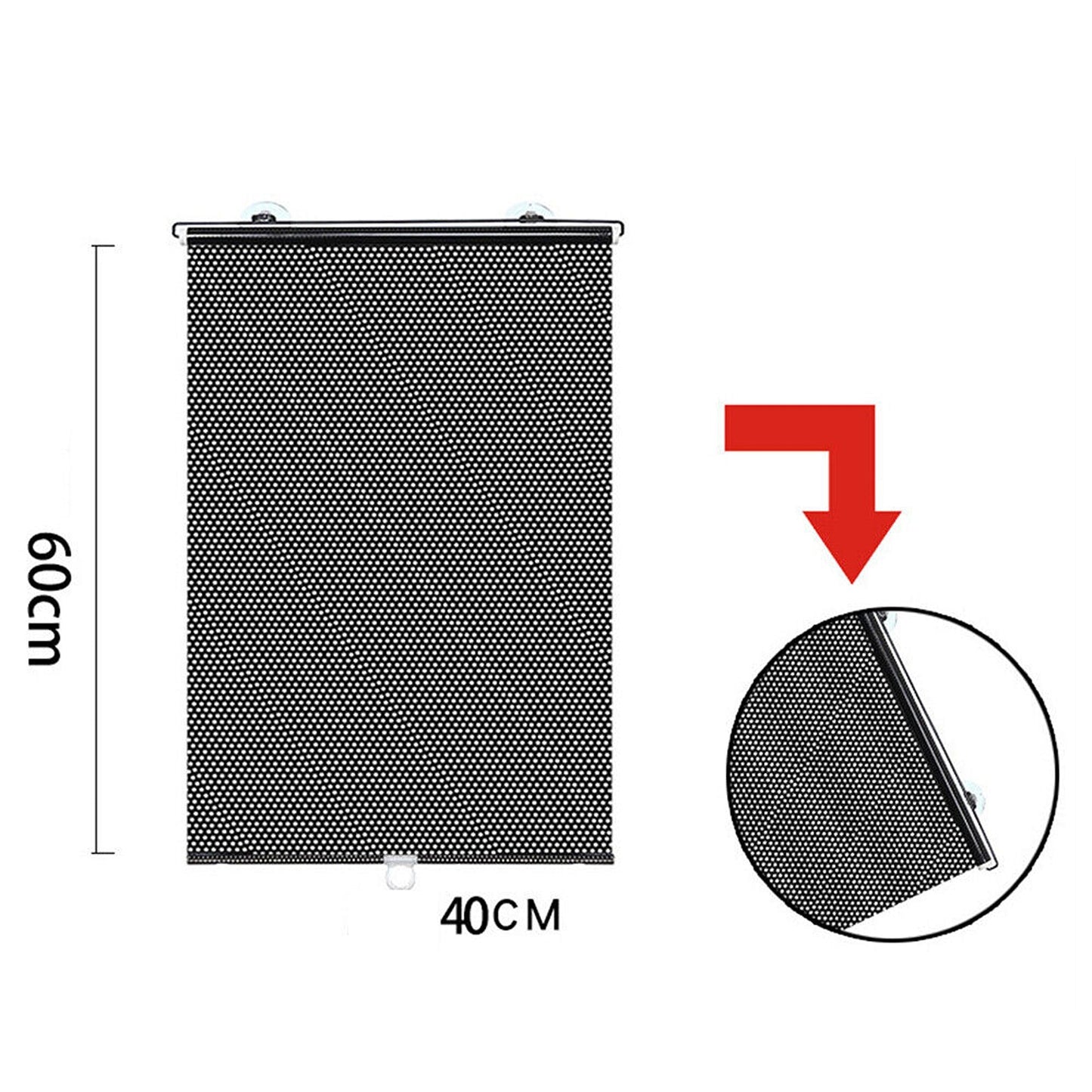 Car Retractable Sun Shade with Suction Cups Blackout Visor