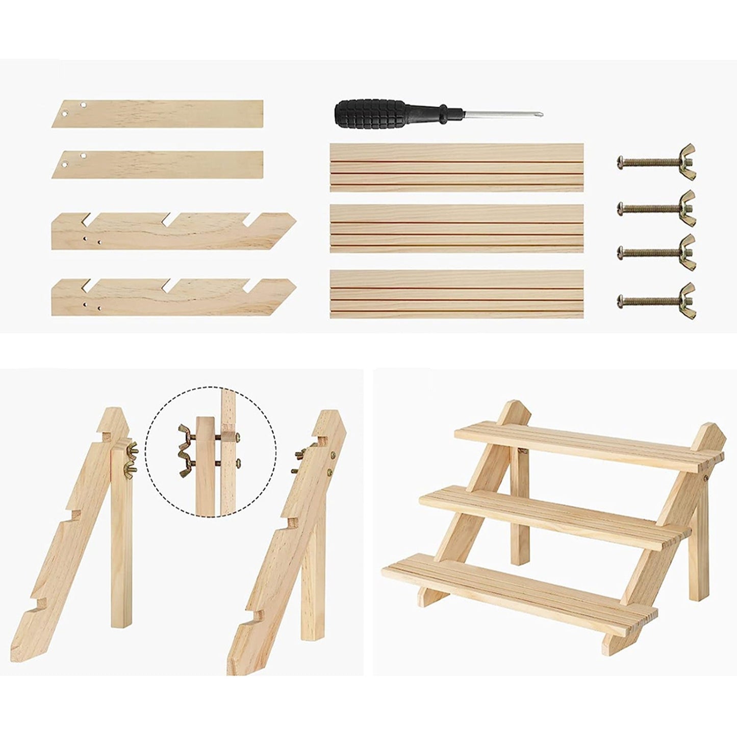 Jewelry Organizer Multi-Tier Wooden Earring and Watch Stand