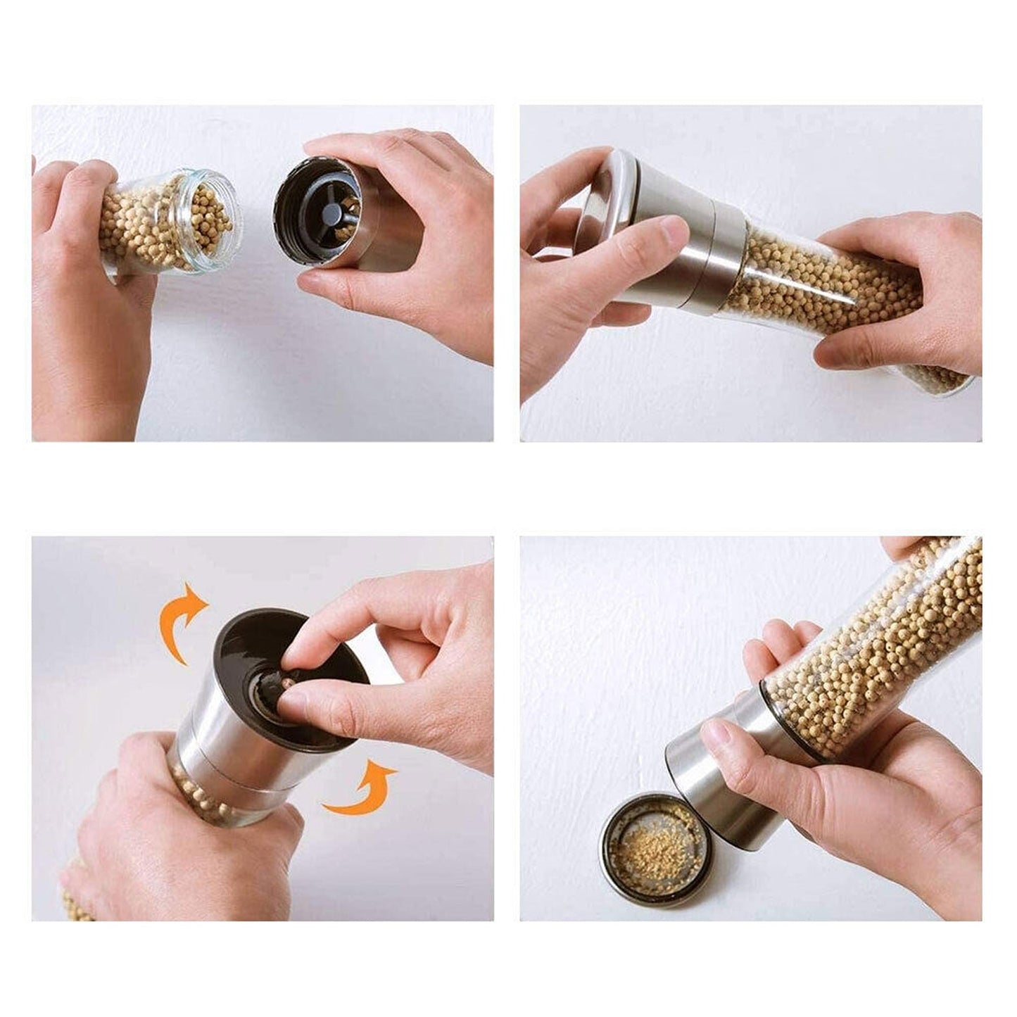 Stainless Steel Salt and Pepper Grinders with Oil Sprayer for Kitchen Use