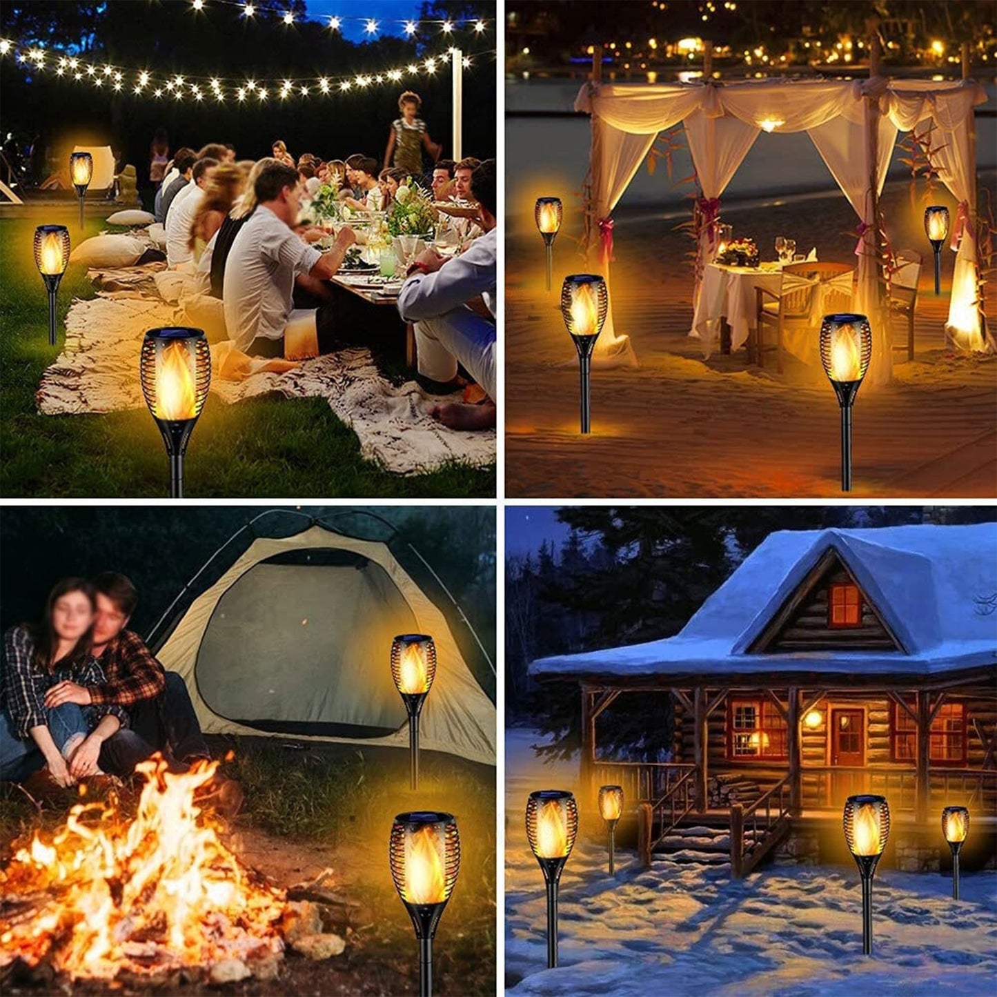 Garden Waterproof Flickering Dancing Flame Solar Torch Light Lantern Lamp