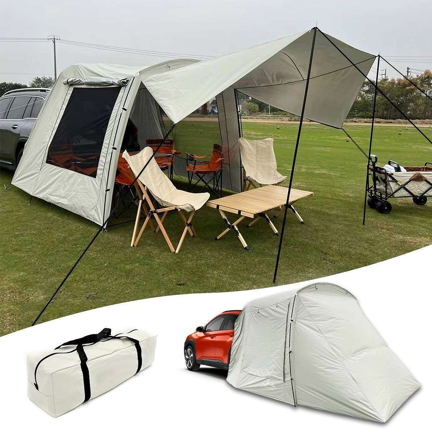 SUV Camping Tent Waterproof Rear Car Trunk Tent for 3-4 People