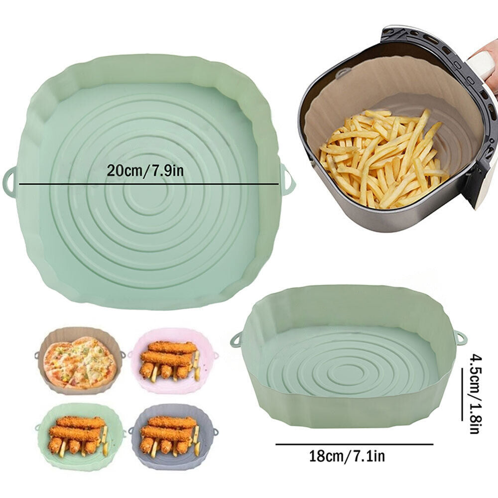 2pcs Reusable Silicone Liner for Air Fryer Non-Stick Basket Tray