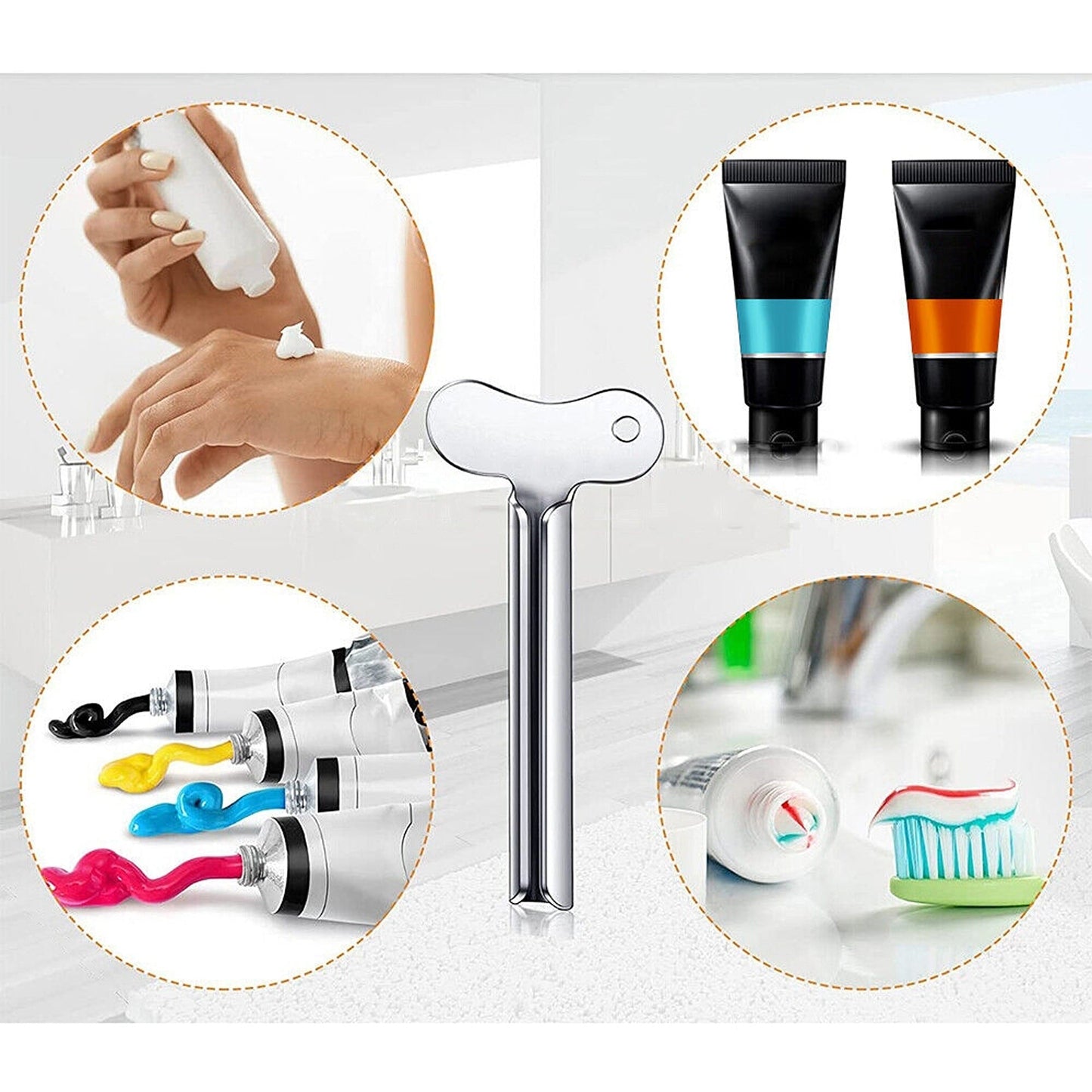4pcs Toothpaste Tube Squeezer Stainless Steel Key Dispenser