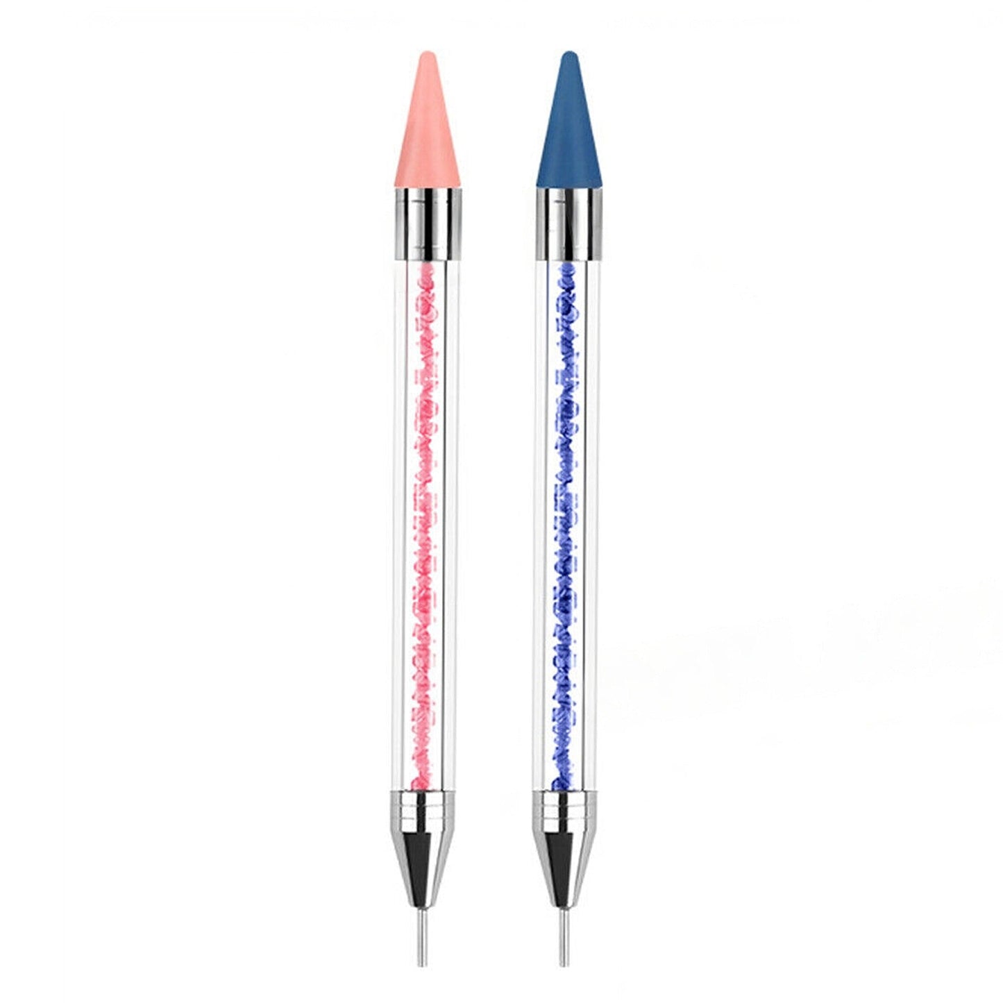 2pcs Dual Ended Dotting Manicure Tool with Rhinestone Picker Wax Pencil