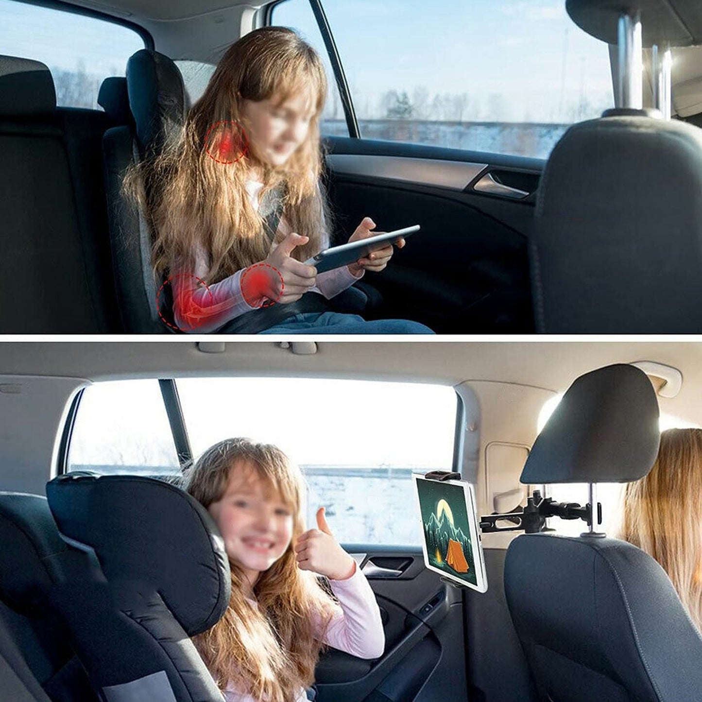 Universal Tablet Mount for Car Back Seat Extendable Headrest Holder